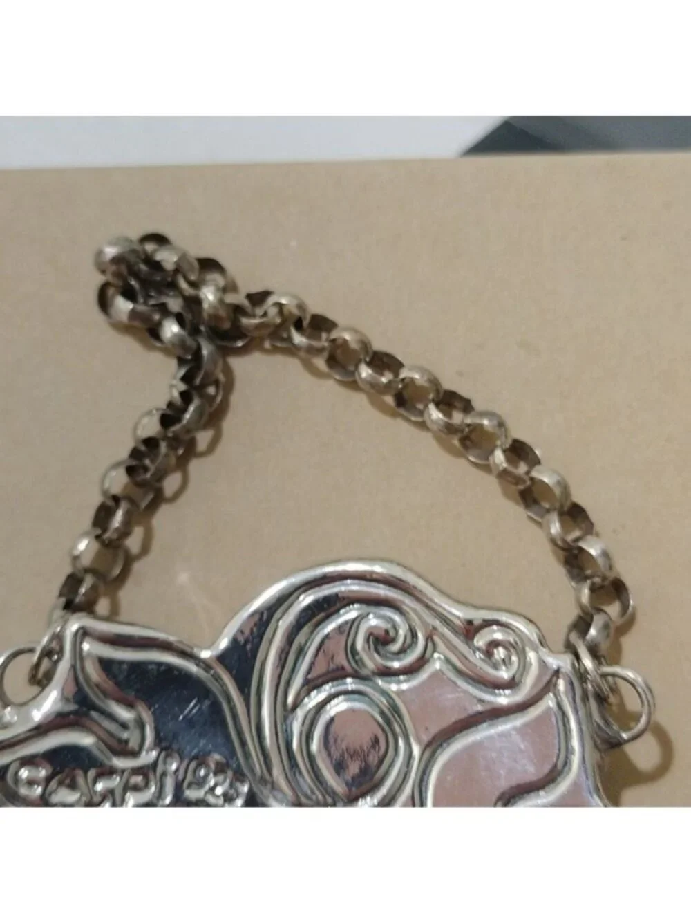 Caspi Judaica Sterling Silver Grape Cluster Wine Decanter Bottle Tag Label